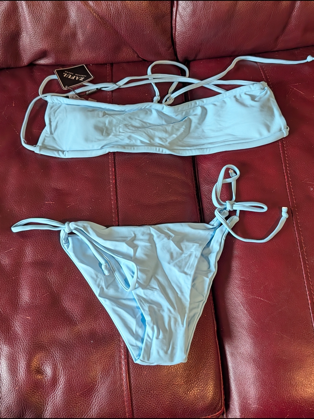 Light Blue Tie-Side Bikini Set - Women's Swimwear